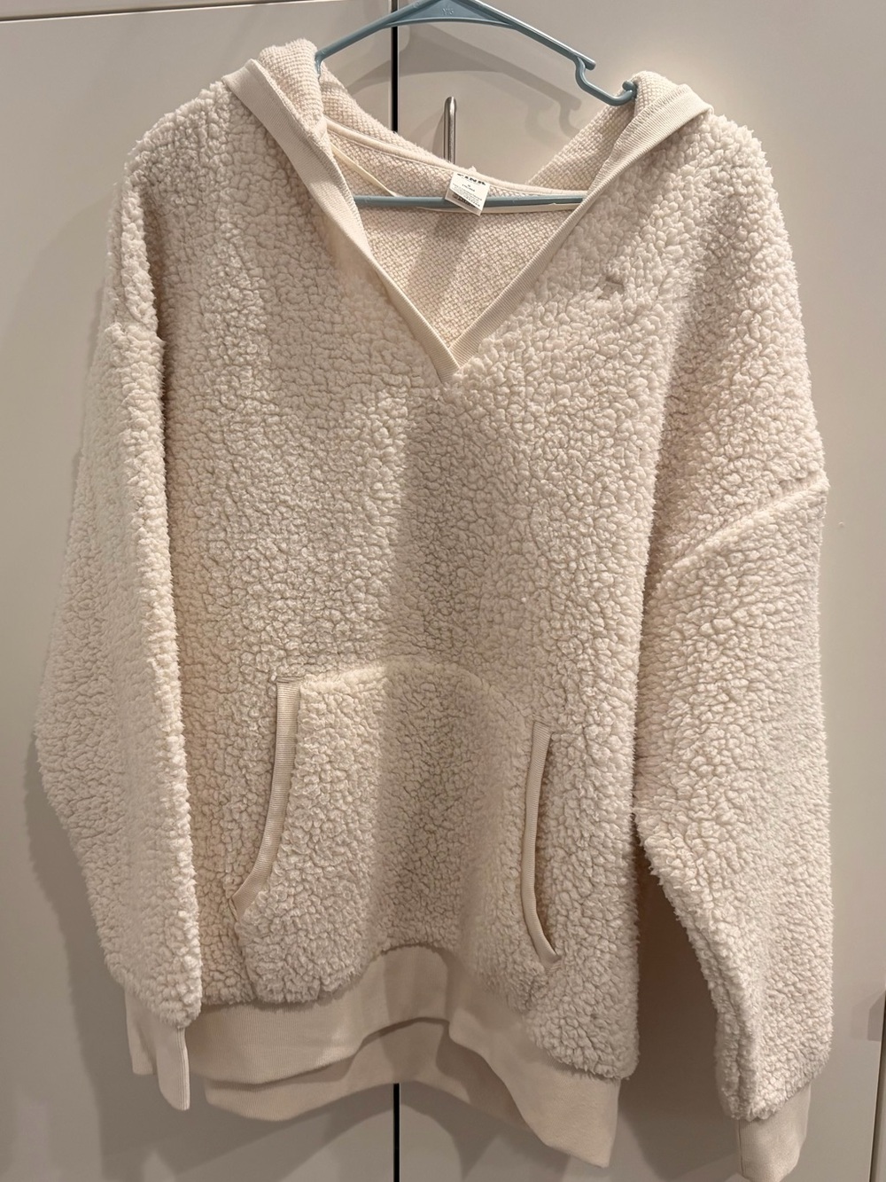 PINK Victoria's Secret Cream Sherpa Hooded Pullover